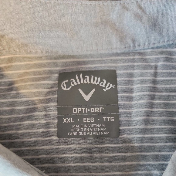Callaway Opti Dri Polo Shirt Size XXL White Striped Men's Short Sleeve Golf Polo - Picture 2 of 5